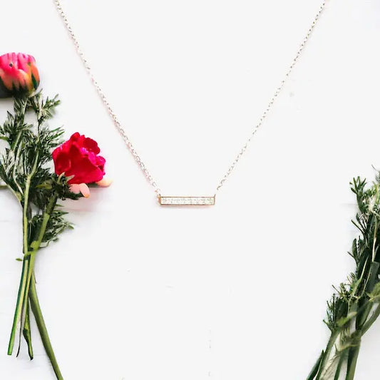 Bar Necklace with tiny diamonds (gold) Sweetwater Labs