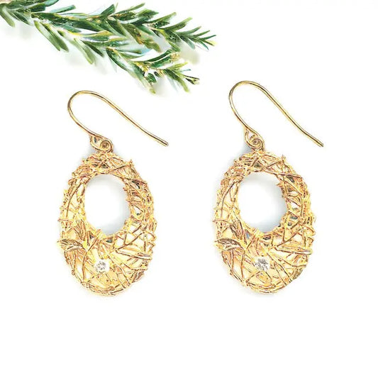 Bird's Nest Earrings with Crystal Egg Sweetwater Labs