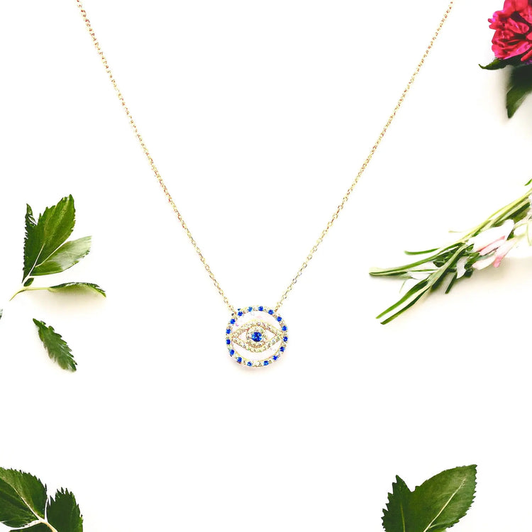 Circular Evil Eye Necklace in gold or sterling silver Sweetwater Labs