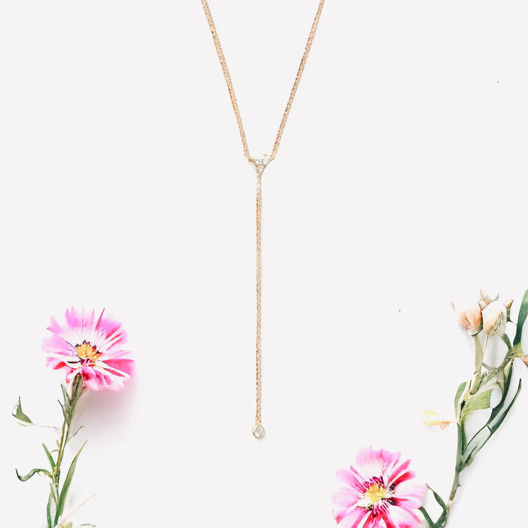 Crystal Drop Y Necklace (sterling silver or 16K gold) Sweetwater Labs