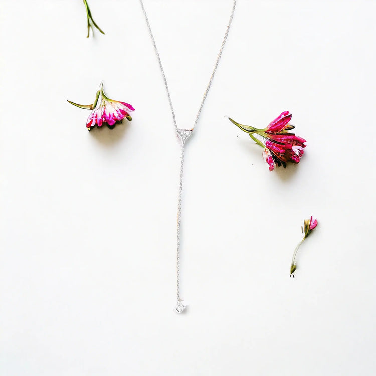 Crystal Drop Y Necklace (sterling silver or 16K gold) Sweetwater Labs