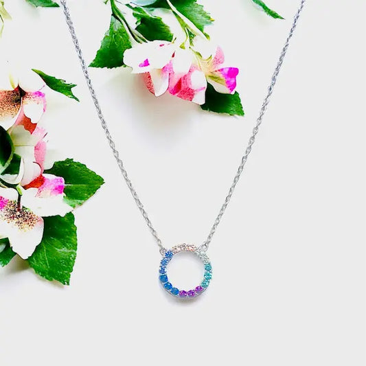 Diamond Open Circle Necklace (gold, silver or rainbow) Sweetwater Labs