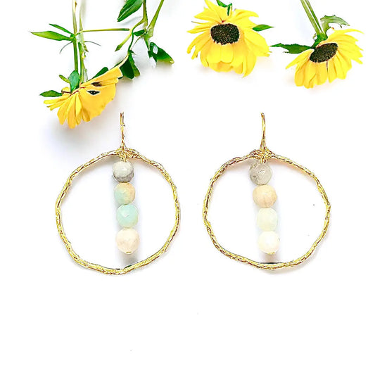 Energy Stone Gold Hoop Earrings (various stone options) Sweetwater Labs