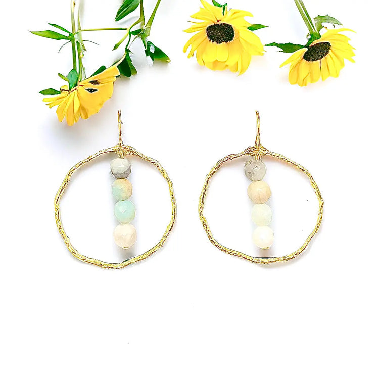 Energy Stone Gold Hoop Earrings (various stone options) Sweetwater Labs