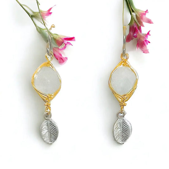 Energy Stone Leaf Drop Earrings (various stone options in gold or silver) Sweetwater Labs