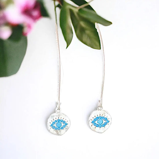 Evil Eye Long Drop Earrings Sweetwater Labs