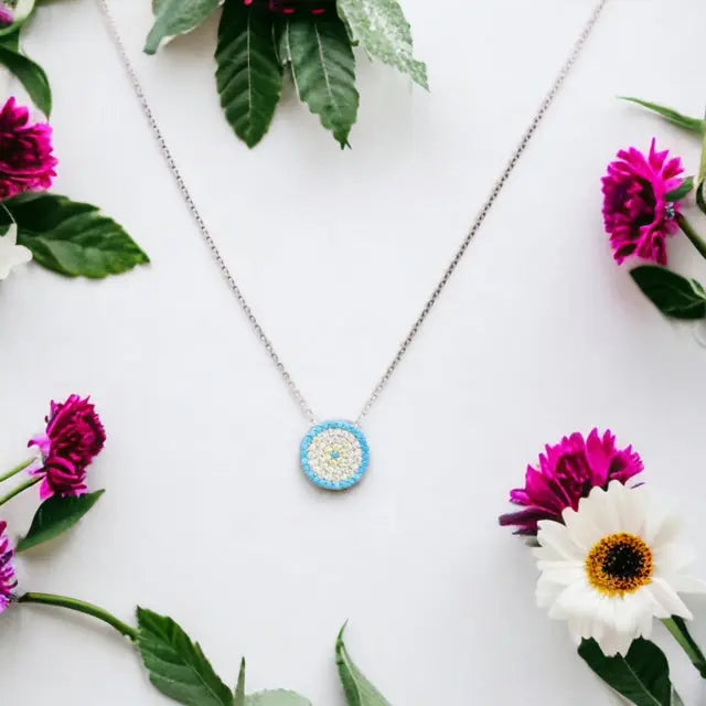 Evil Eye Round Necklace (sterling silver) Sweetwater Labs