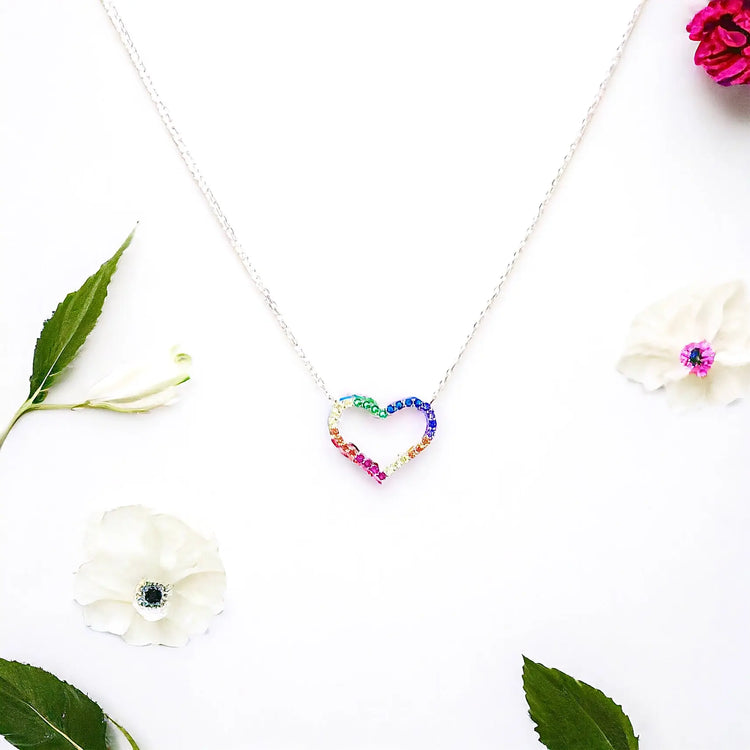 Rainbow Heart Necklace (sterling silver or 16K gold) Sweetwater Labs