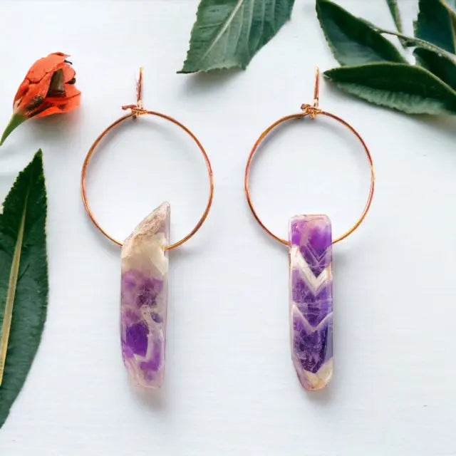 Raw Energy Stone Hoop Earrings Sweetwater Labs
