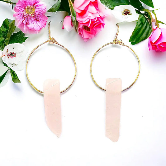 Raw Energy Stone Hoop Earrings Sweetwater Labs