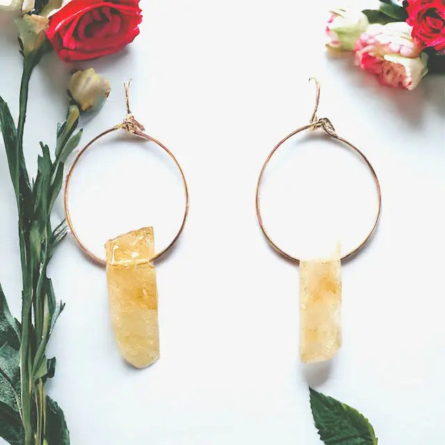 Raw Energy Stone Hoop Earrings Sweetwater Labs