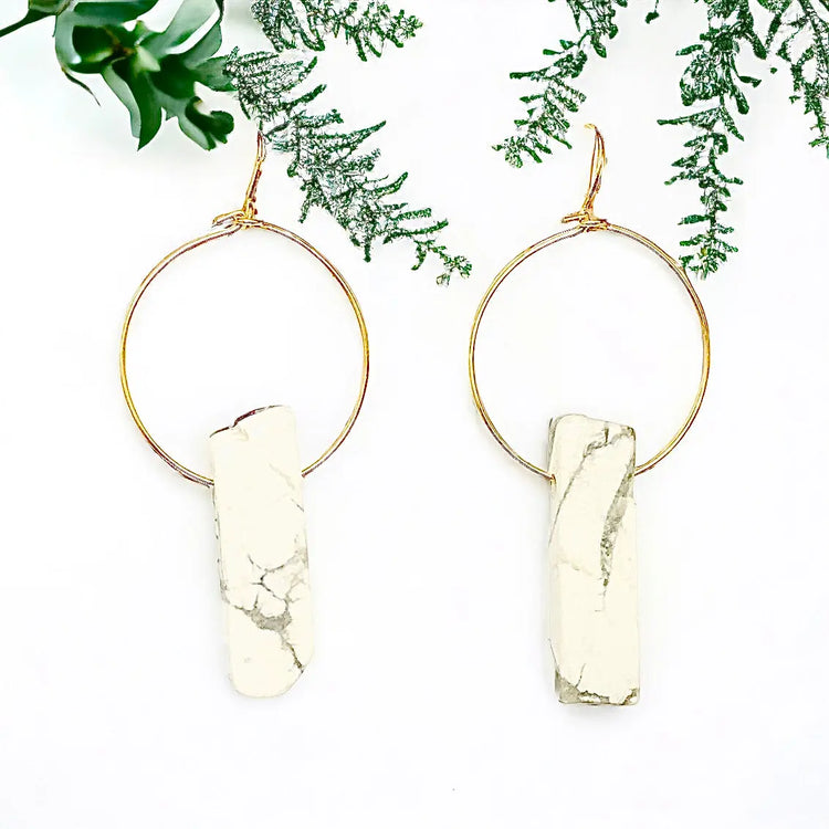 Raw Energy Stone Hoop Earrings Sweetwater Labs