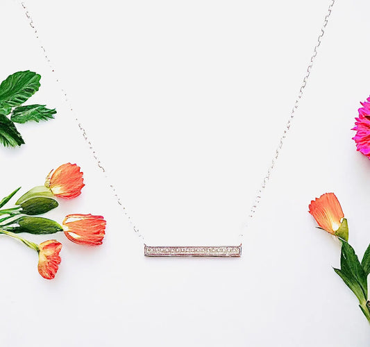 Silver crystal bar necklace Sweetwater Labs