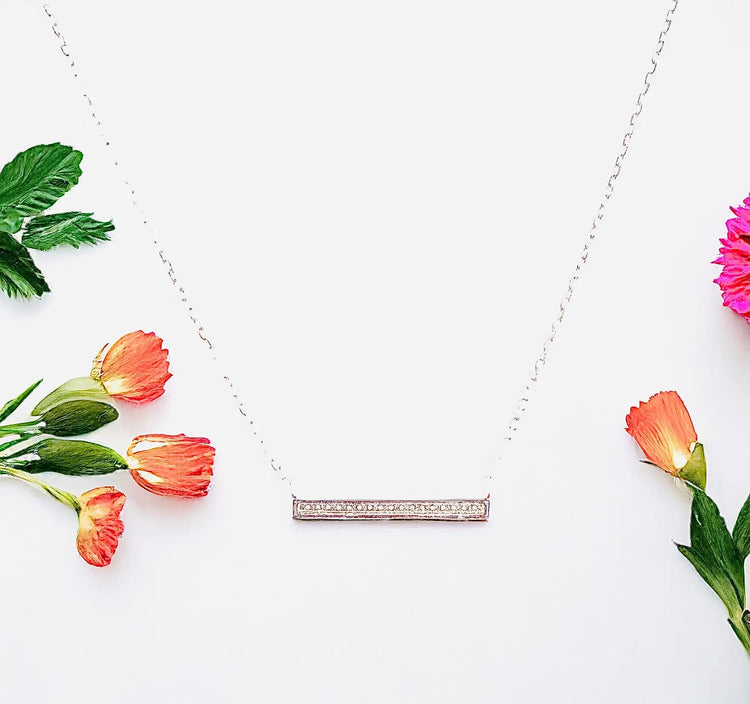 Silver crystal bar necklace Sweetwater Labs