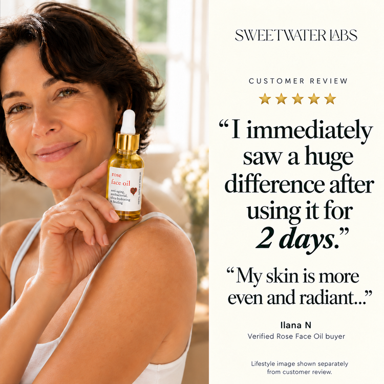 ROSE FACE OIL For Super Nourished + Glowing Skin. VANITY FAIR TOP PICK FACE MOISTURIZER - Sweetwater Labs