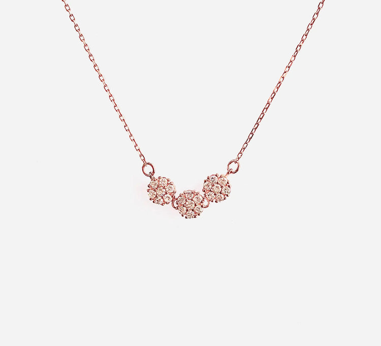 trio crystal rose gold chain (sterling silver coverered in rose gold) Sweetwater Labs
