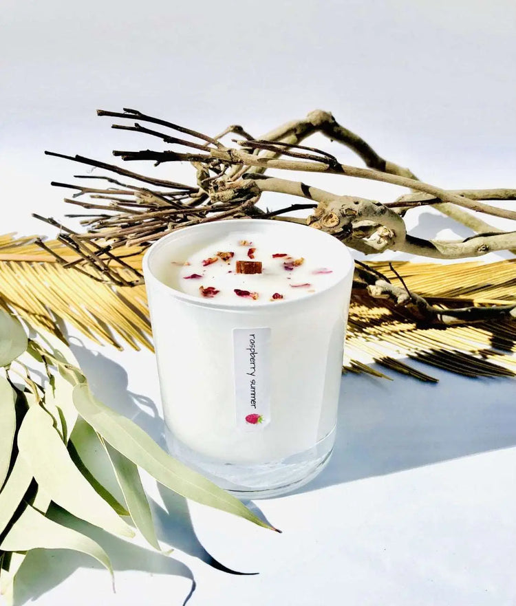10 oz Raspberry Summer. Eco-friendly, 100% Natural Wood Wick Candle Sweetwater Labs