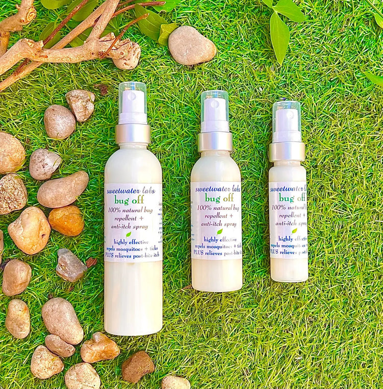 BUG OFF 100% Natural Bug Repellent. Repels mosquitoes + ticks. Great smell. 3-pack Sweetwater Labs