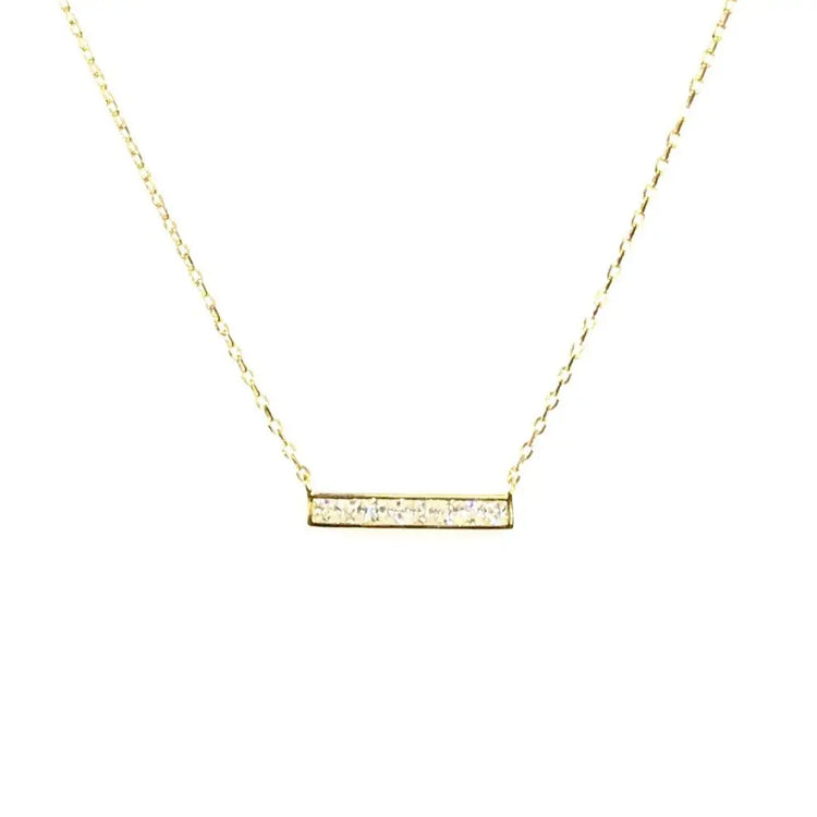 Bar Necklace with tiny diamonds (gold) Sweetwater Labs