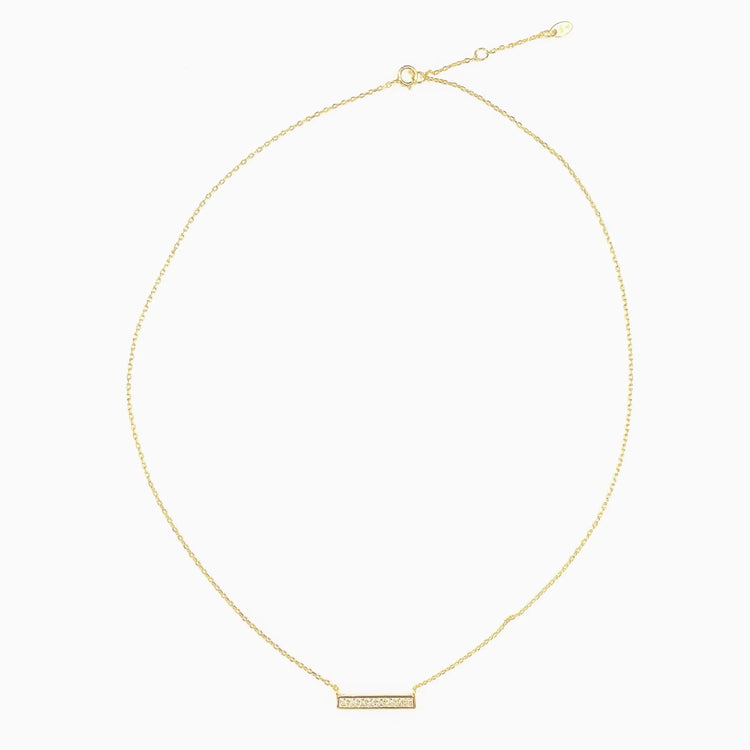 Bar Necklace with tiny diamonds (gold) Sweetwater Labs