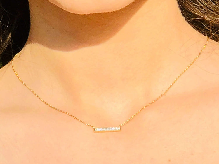 Bar Necklace with tiny diamonds (gold) Sweetwater Labs