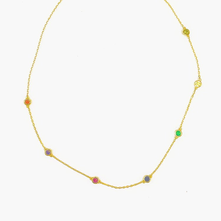 Chakra Rainbow Floating Choker Necklace (sterling silver or 16K gold) Sweetwater Labs