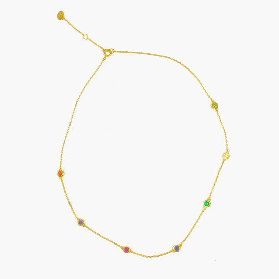 Chakra Rainbow Floating Choker Necklace (sterling silver or 16K gold) Sweetwater Labs