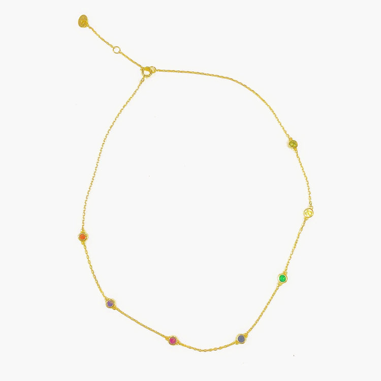 Chakra Rainbow Floating Choker Necklace (sterling silver or 16K gold) Sweetwater Labs