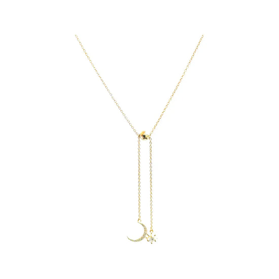Crystal Moon + Star Drop Necklace (in sterling silver or sterling silver covered in gold) Sweetwater Labs