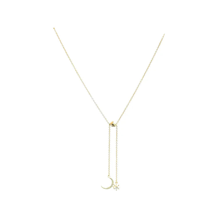 Crystal Moon + Star Drop Necklace (in sterling silver or sterling silver covered in gold) Sweetwater Labs
