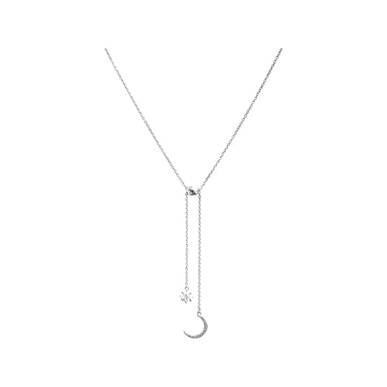 Crystal Moon + Star Drop Necklace (in sterling silver or sterling silver covered in gold) Sweetwater Labs