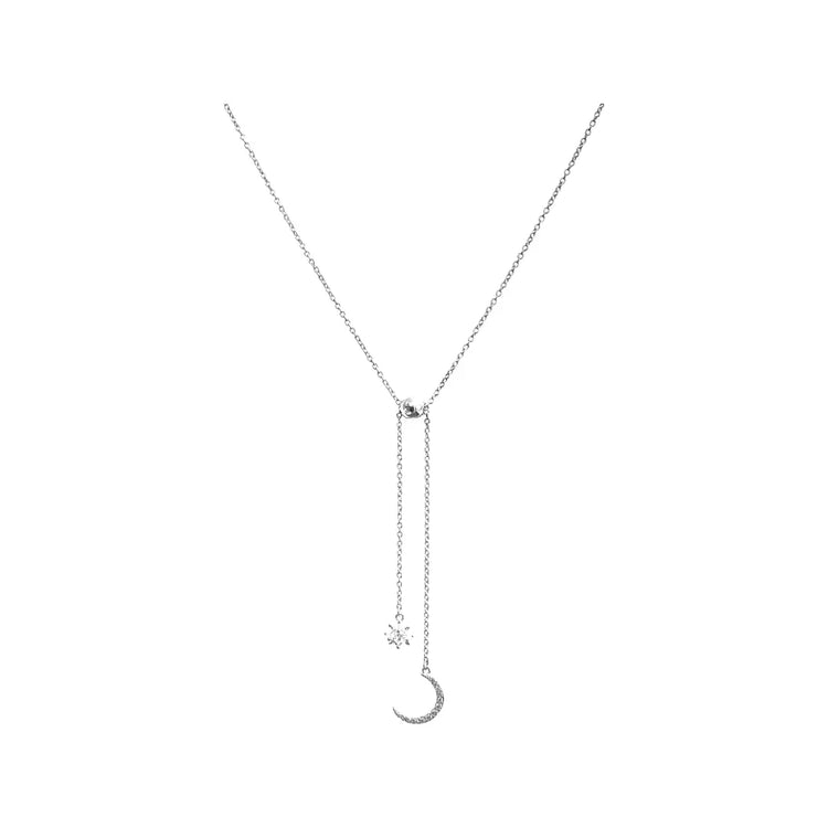 Crystal Moon + Star Drop Necklace (in sterling silver or sterling silver covered in gold) Sweetwater Labs