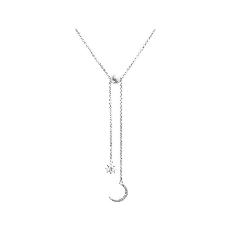 Crystal Moon + Star Drop Necklace (in sterling silver or sterling silver covered in gold) Sweetwater Labs