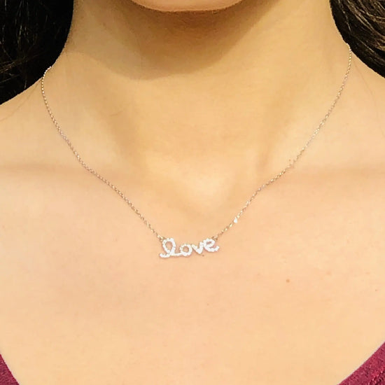 Diamond Script Love Necklace (sterling silver or 16K gold) Sweetwater Labs