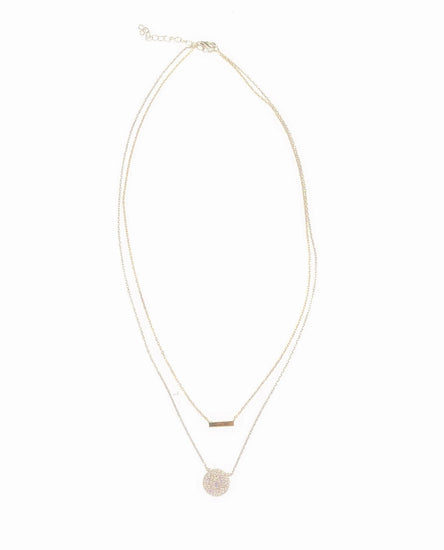 Double Chain Circle Gold Bar Necklace (sterling silver + 16K gold) Sweetwater Labs