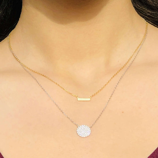 Double Chain Circle Gold Bar Necklace (sterling silver + 16K gold) Sweetwater Labs