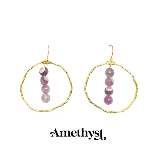 Energy Stone Gold Hoop Earrings (various stone options) Sweetwater Labs