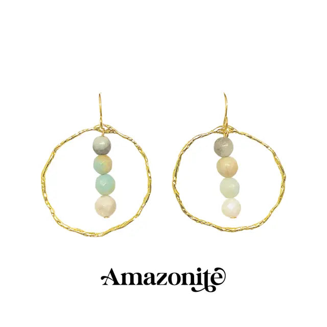Energy Stone Gold Hoop Earrings (various stone options) Sweetwater Labs