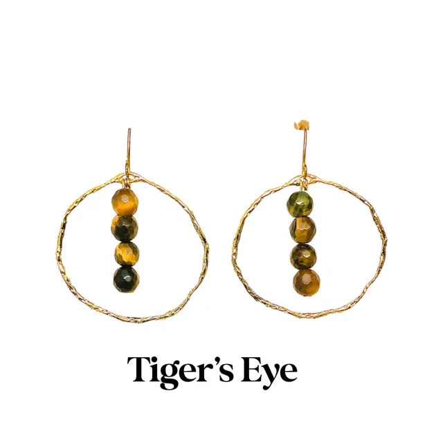 Energy Stone Gold Hoop Earrings (various stone options) Sweetwater Labs