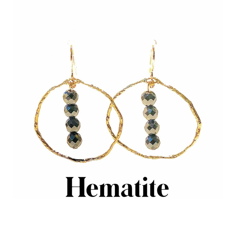 Energy Stone Gold Hoop Earrings (various stone options) Sweetwater Labs