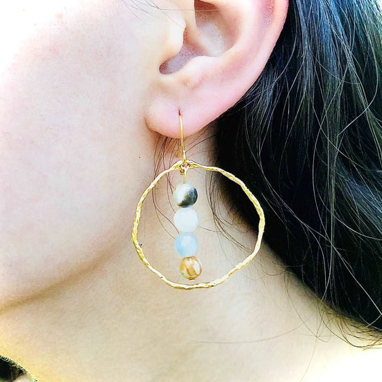 Energy Stone Gold Hoop Earrings (various stone options) Sweetwater Labs