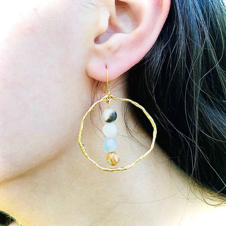 Energy Stone Gold Hoop Earrings (various stone options) Sweetwater Labs