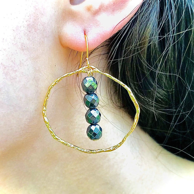 Energy Stone Gold Hoop Earrings (various stone options) Sweetwater Labs