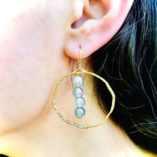 Energy Stone Gold Hoop Earrings (various stone options) Sweetwater Labs
