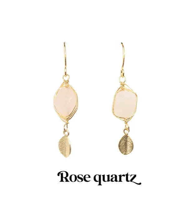 Energy Stone Leaf Drop Earrings (various stone options in gold or silver) Sweetwater Labs