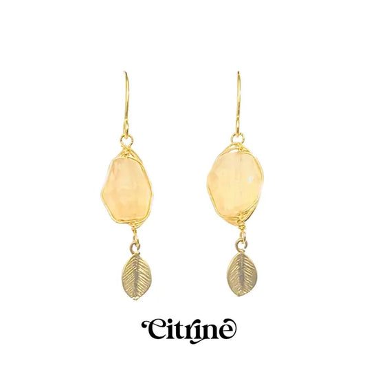 Energy Stone Leaf Drop Earrings (various stone options in gold or silver) Sweetwater Labs