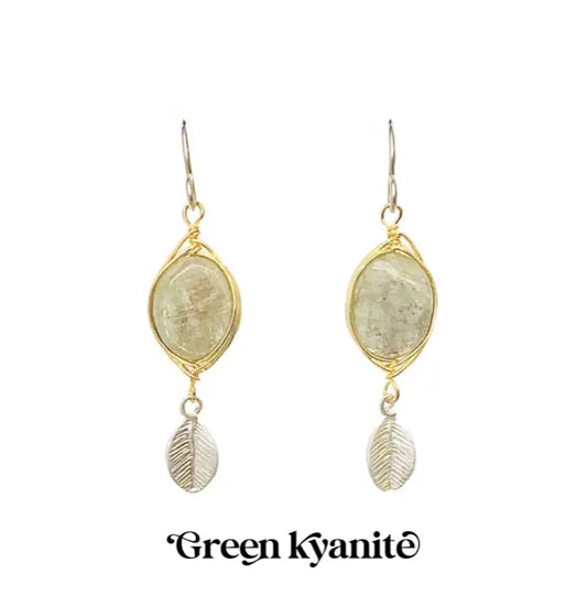Energy Stone Leaf Drop Earrings (various stone options in gold or silver) Sweetwater Labs