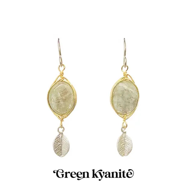 Energy Stone Leaf Drop Earrings (various stone options in gold or silver) Sweetwater Labs