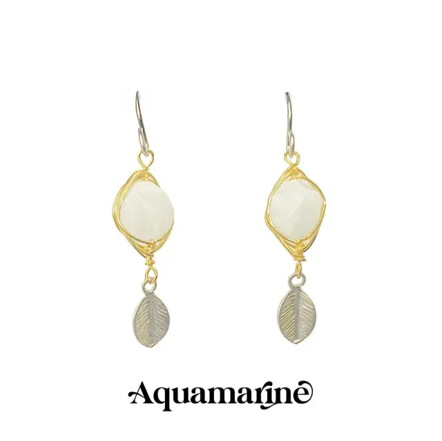 Energy Stone Leaf Drop Earrings (various stone options in gold or silver) Sweetwater Labs