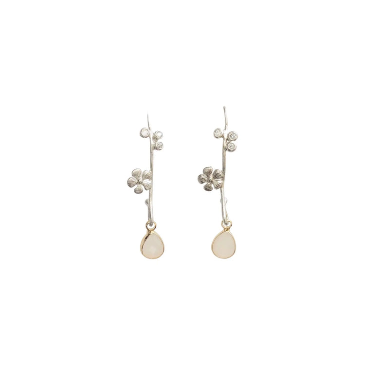 Flower Branch Drop Moonstone Earrings Sweetwater Labs